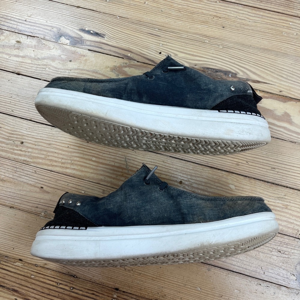 Hey Dude Wally Distressed Denim Studded Loafers womens 10 Grey Blue Slip On Shoe - Picture 3 of 10